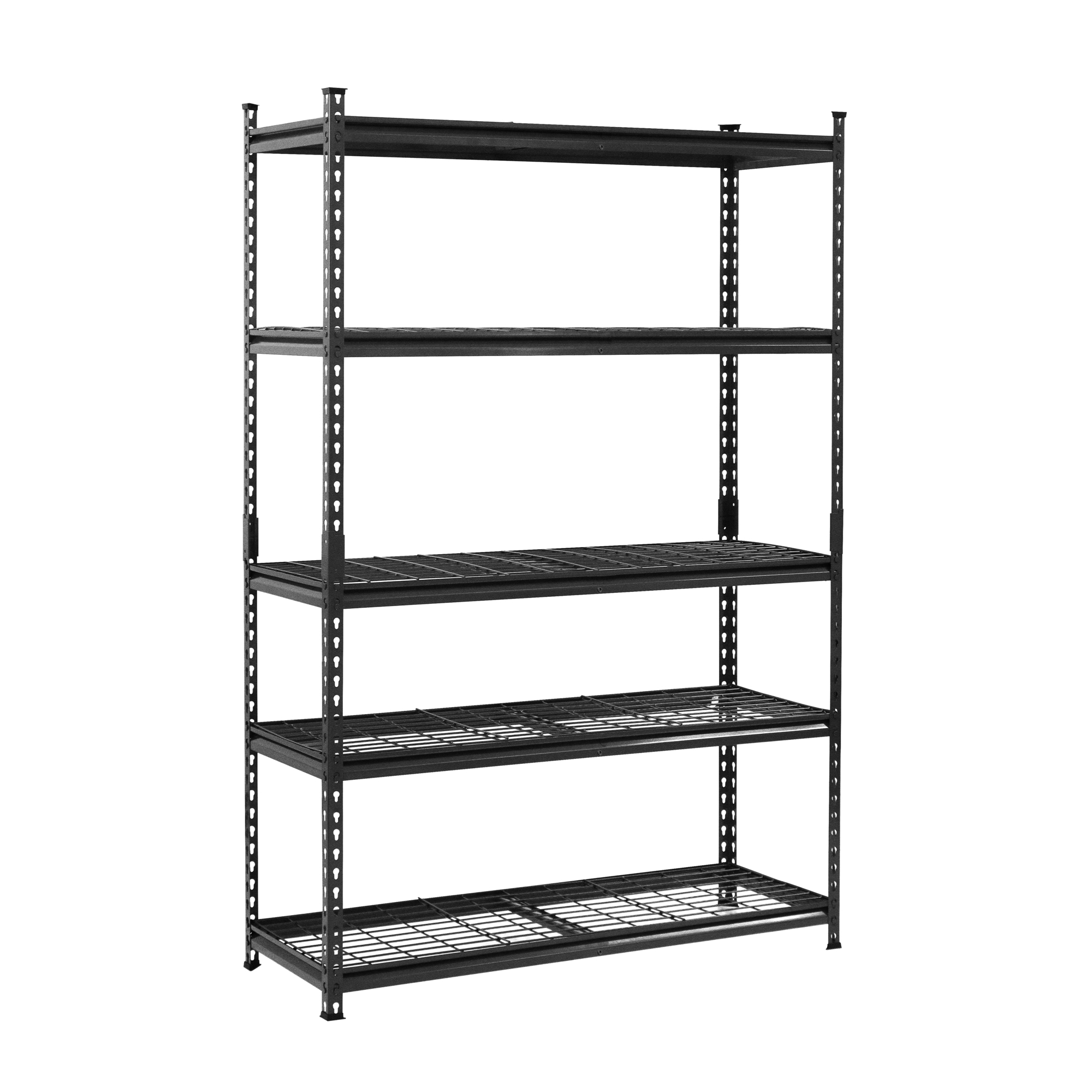 AR Shelving 5,000 Series Wire Mesh Rack — 72in.H x 36in.W x 18in.D, 5-Tier, Steel Frame, Matte Black, 5000-Lb. Capacity, Model# TRCM18503KFUS0I